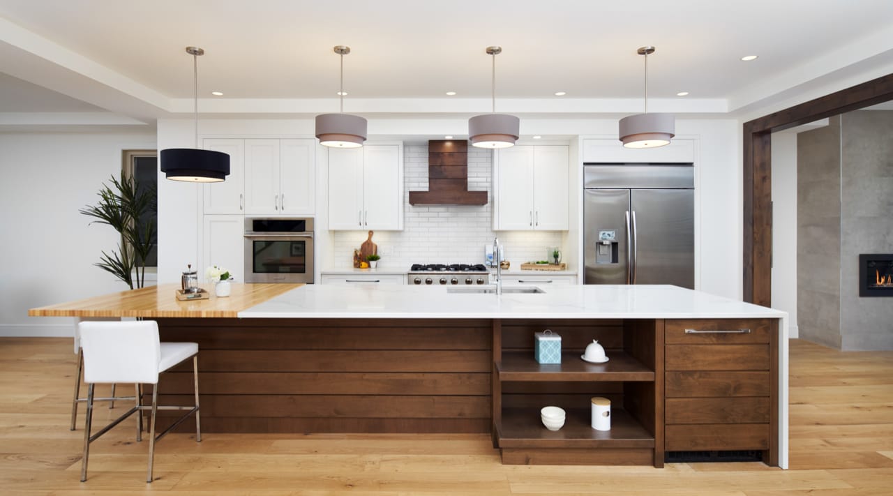 Kitchen Remodel – Dark Wood with White Cabinets