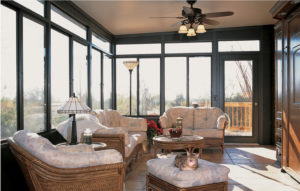 Interior of a nicely furnished sunroom